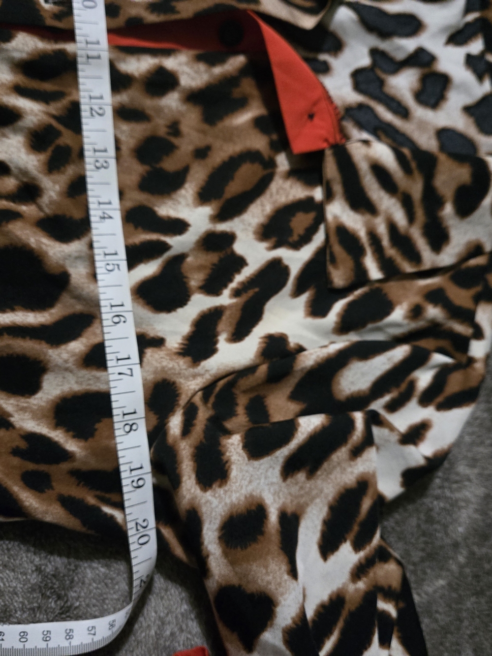 Lightweight Leopard Print Button-Down Duster with Bright Red Trim - Picture 6 of 7